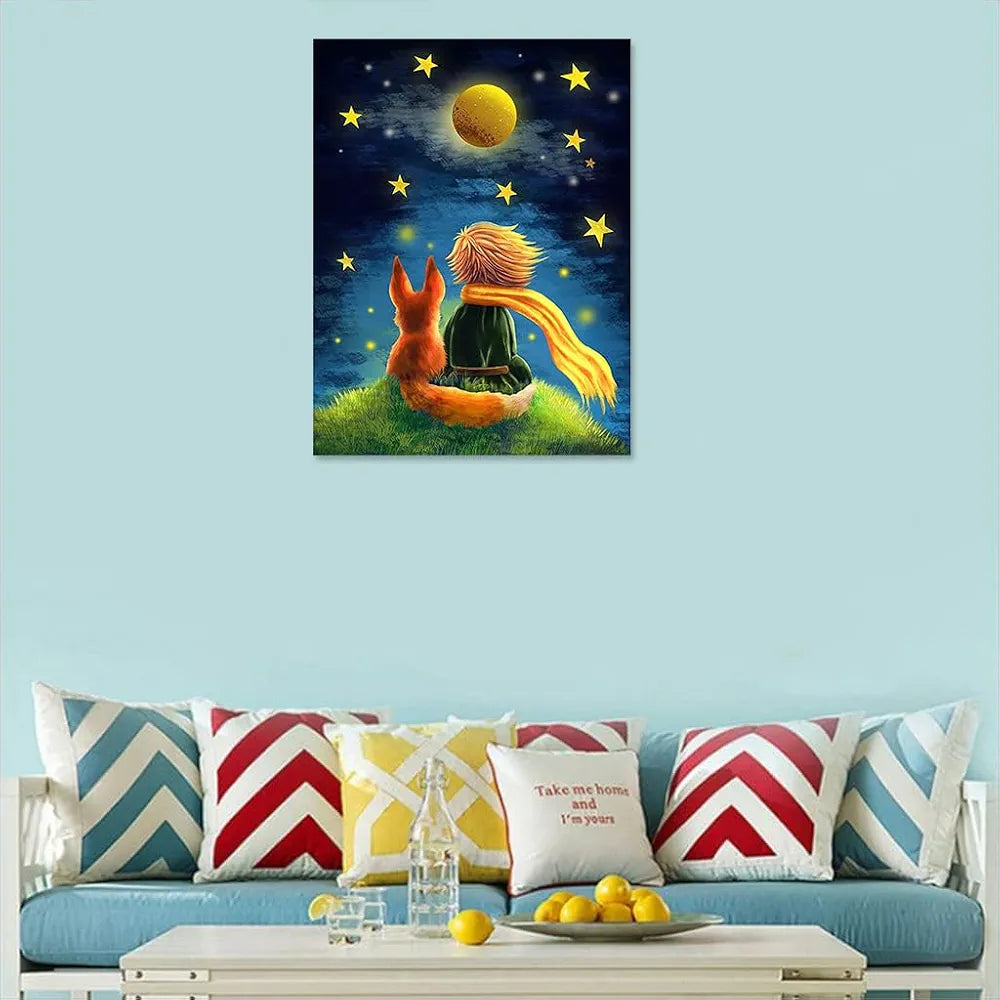 HASTHIP® Diamond Painting Kit, 12x16inch The Little Prince and Wolf 5D Diamond Painting Kit for Adults & Kids, Very Suitable for Home Leisure and Wall Decoration, Gift for Kids and Adults