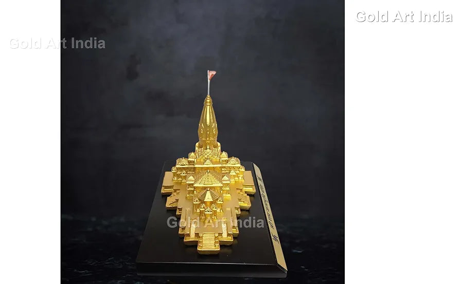 Gold Art India Ram Mandir Ayodhya Gold Plated Matte 24 Karat Minature Large