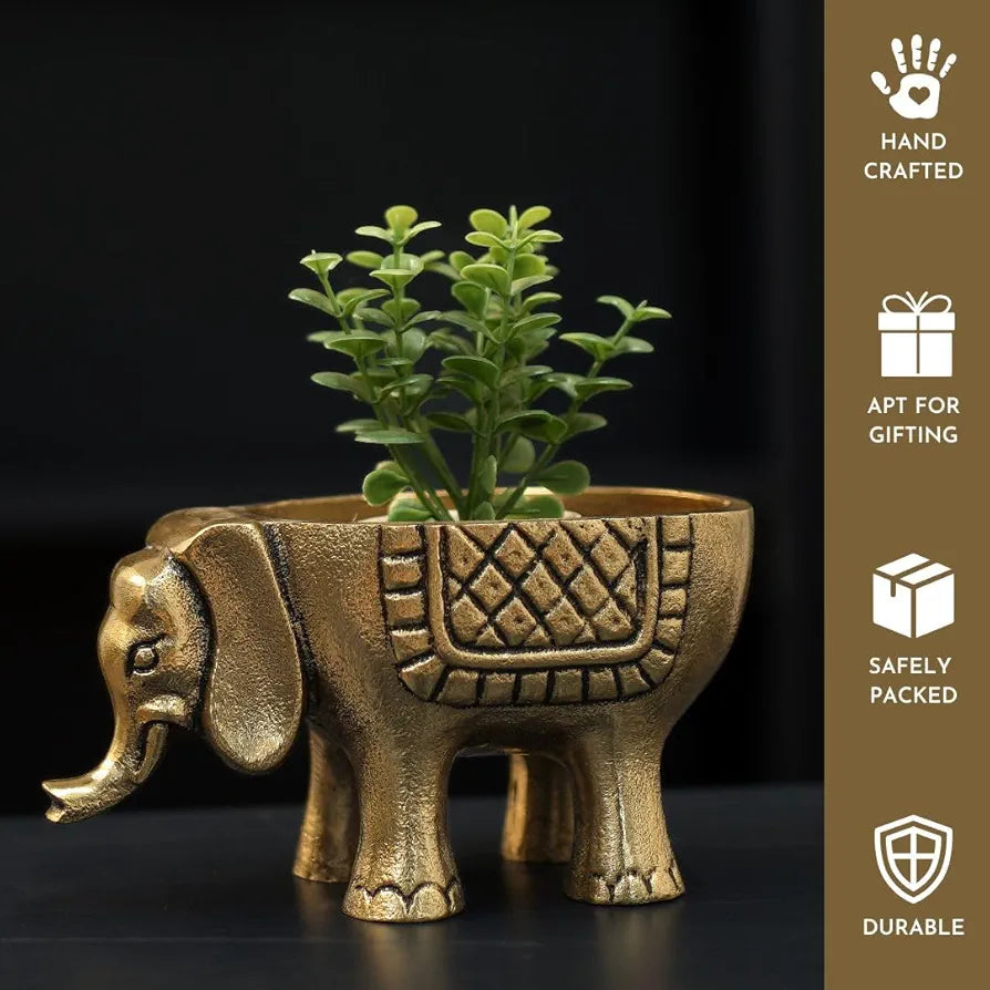 BEHOMA Aluminium Elephant for Good Luck | Statue for Tabletop Living Room Office | Candle Holder Gift Showpiece for Valentine's Day, Birthday
