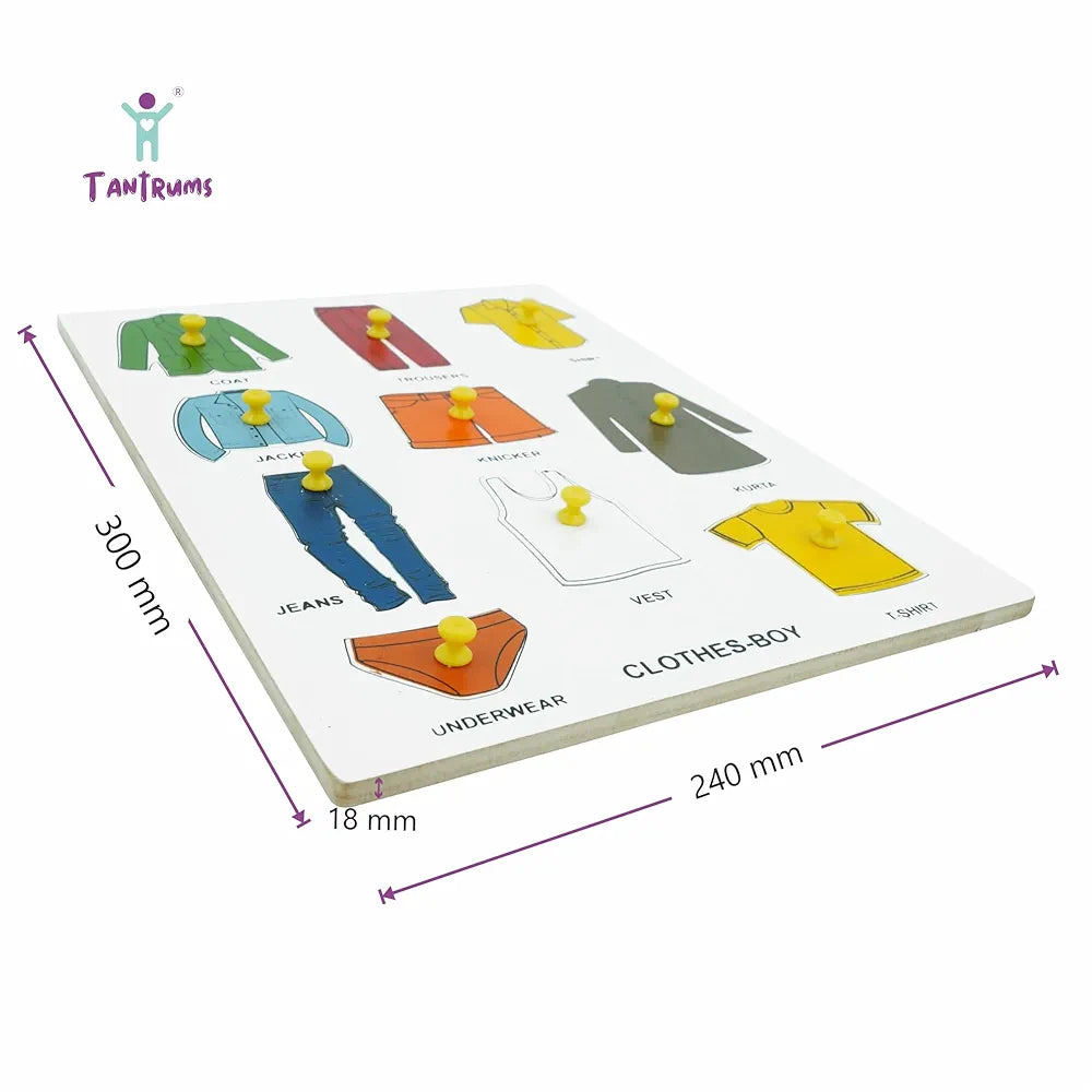 Tantrums Preschool Boy Cloth Dress Up Puzzle Set to Learn Different Types of Clothing Education Puzzle Learning Aid for Kids