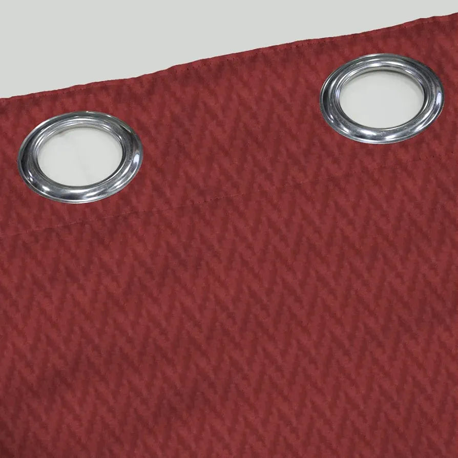 Divine Casa 5 Feet Zig Zag Design Window Curtain Lightweight Colour Maroon Polyester Panel with Metal Grommet Single Piece (Pack of 1)