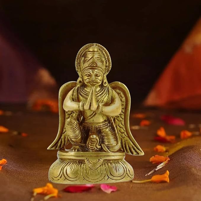 The Advitya Brass Garuda Idol Statue Vishnu Vahan | Vishnu's Vehicle Eagle Murti | Home Decor/ Office/ Gifting Item