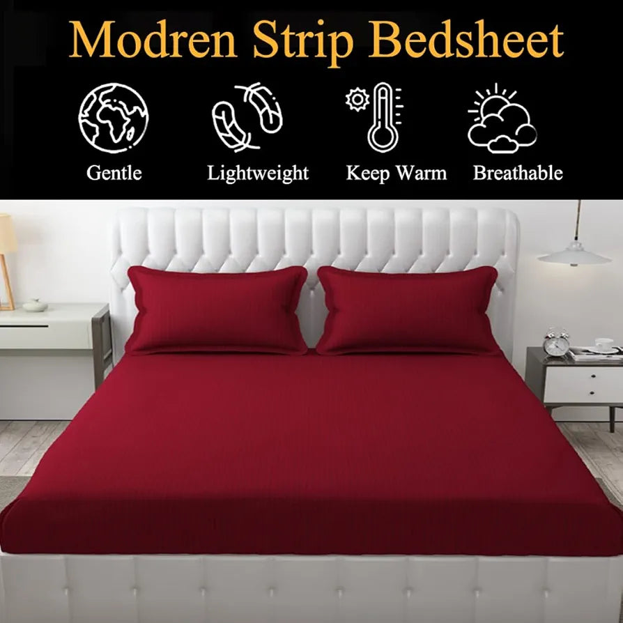 Fresh From Loom Microfiber Breathable Queen Size Double Bedsheet Set With 2 Pillow Covers 144 TC Maroon