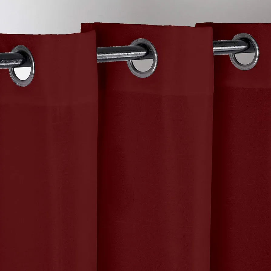 Divine Casa Premium Micro Satin Semi Blackout Window Curtains Solid Design Size 5 Feet Stylish & Light Filtering Colour Deep Maroon (Pack of 2)