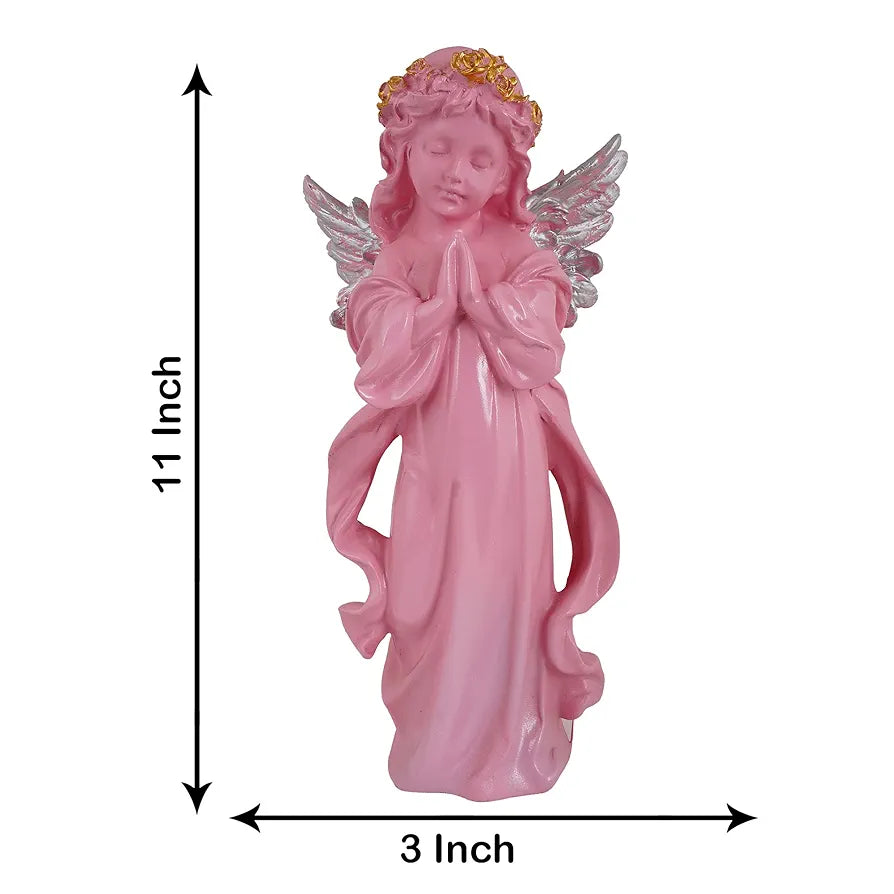 Zart Praying Angel Girl Silver Winged Showpiece for Home Decor Showpiece
