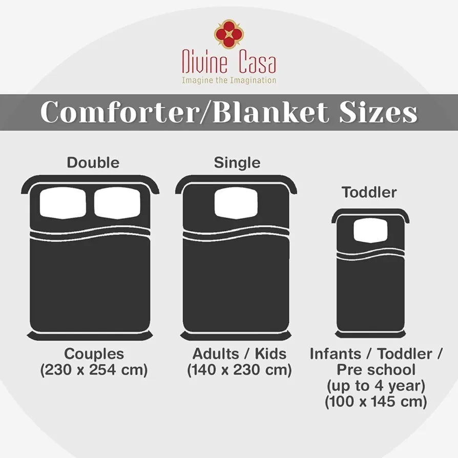 Divine Casa Microfibre All Weather Lightweight 120 GSM Printed Reversible Single Bed Quilt Comforter Blanket TC - 120 Colour Light Grey and White