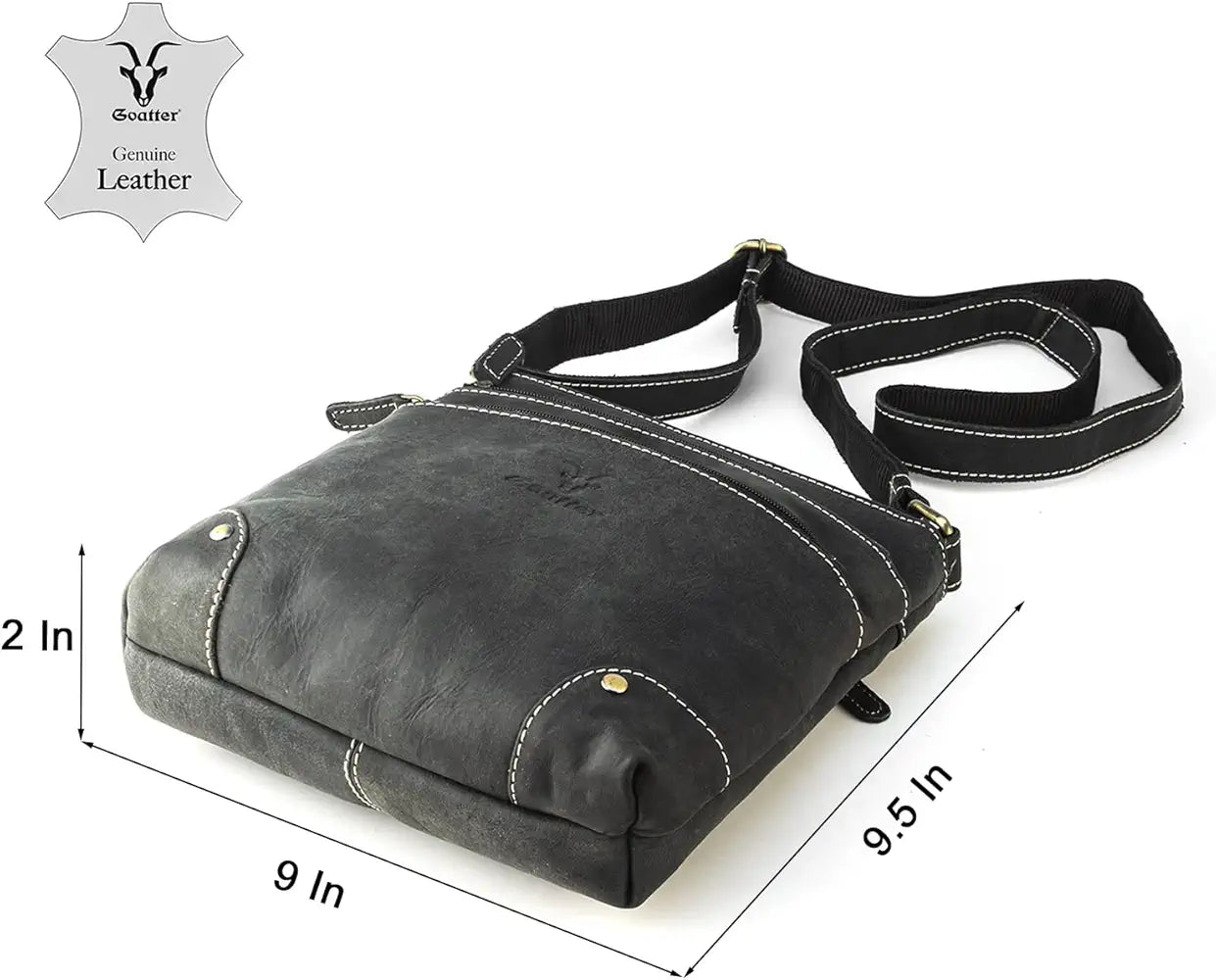 Goatter Genuine Leather 9.5" Inch Sling Cross-BodyBag for Girls And Women,