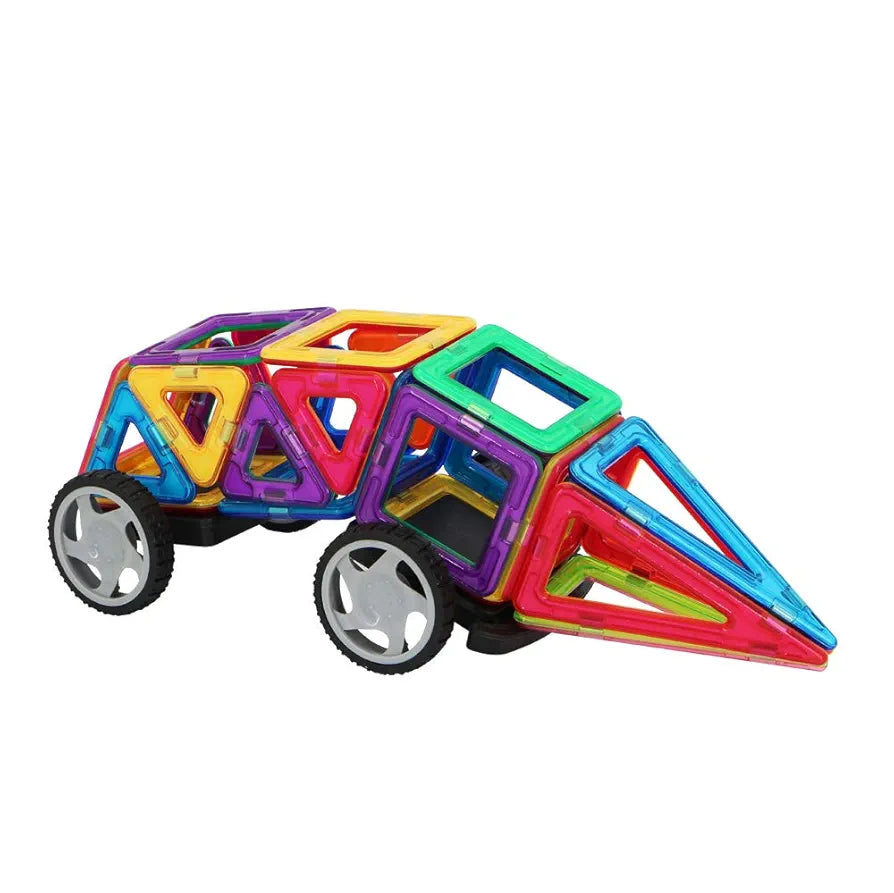 Trinkets & More-3D Premium Magnetic Magna Blocks Toys Building Tiles Stacking Set Magical Construction Game Puzzle Stem With Storage Box.,Multi