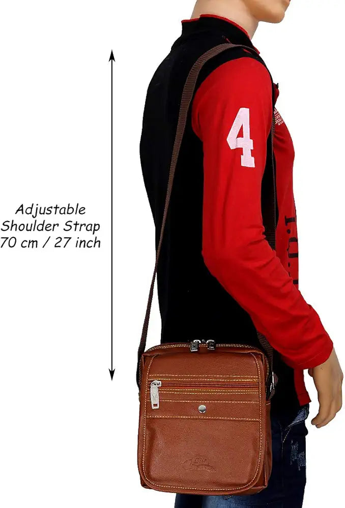 Leather World Leatherette Tan Sling Bags Men Messenger Bags Cross Body Bags Girl