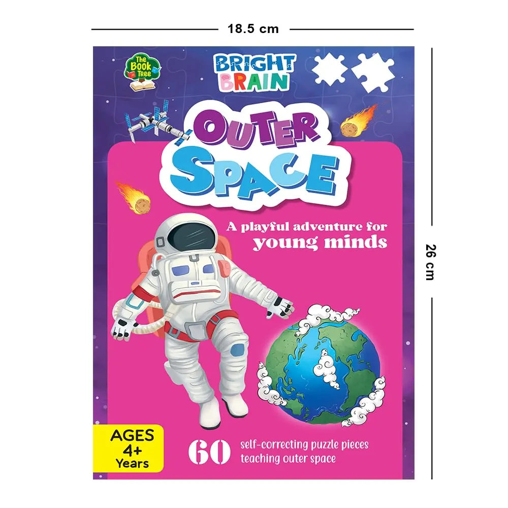 The Book Tree Bright Brain Outer Space 60 Piece Jigsaw Puzzle for Preschoolers, Educational Toy for Learning Space, Gifts for Kids Ages 3 to 6 by Majestic Book Club