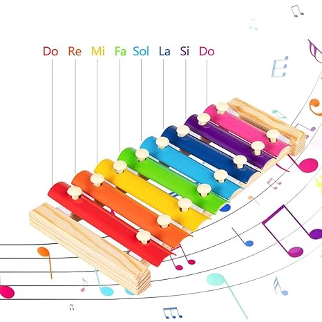 Webby Colorful 8 Different Tones Hand Knock Xylophone with 2 Wooden Mallets
