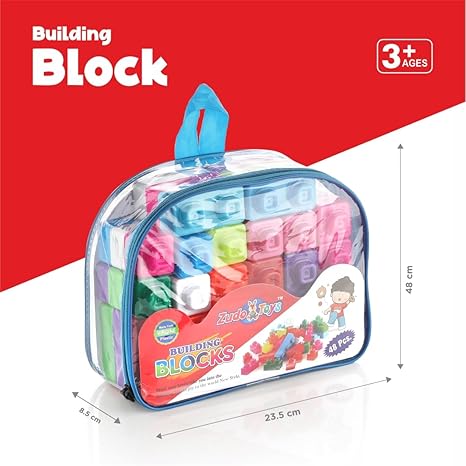 Zudo Toys Zudo 48 Piece Classic Big Building Blocks Large Toddler Blocks StemToy Building Blocks