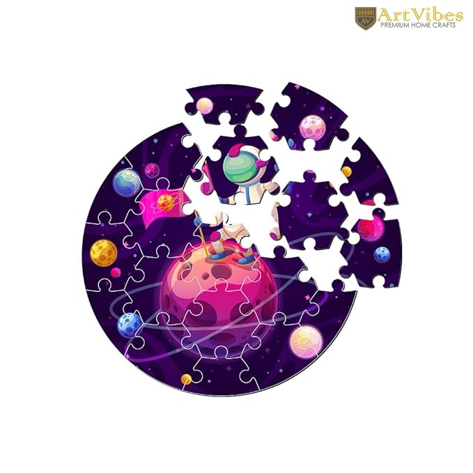 Artvibes Wooden Premium Astronaut on the Planet Puzzles for Kids Age 2 and 3 | 19 Piece Puzzles | Fun Learning Brain Booster for Kids