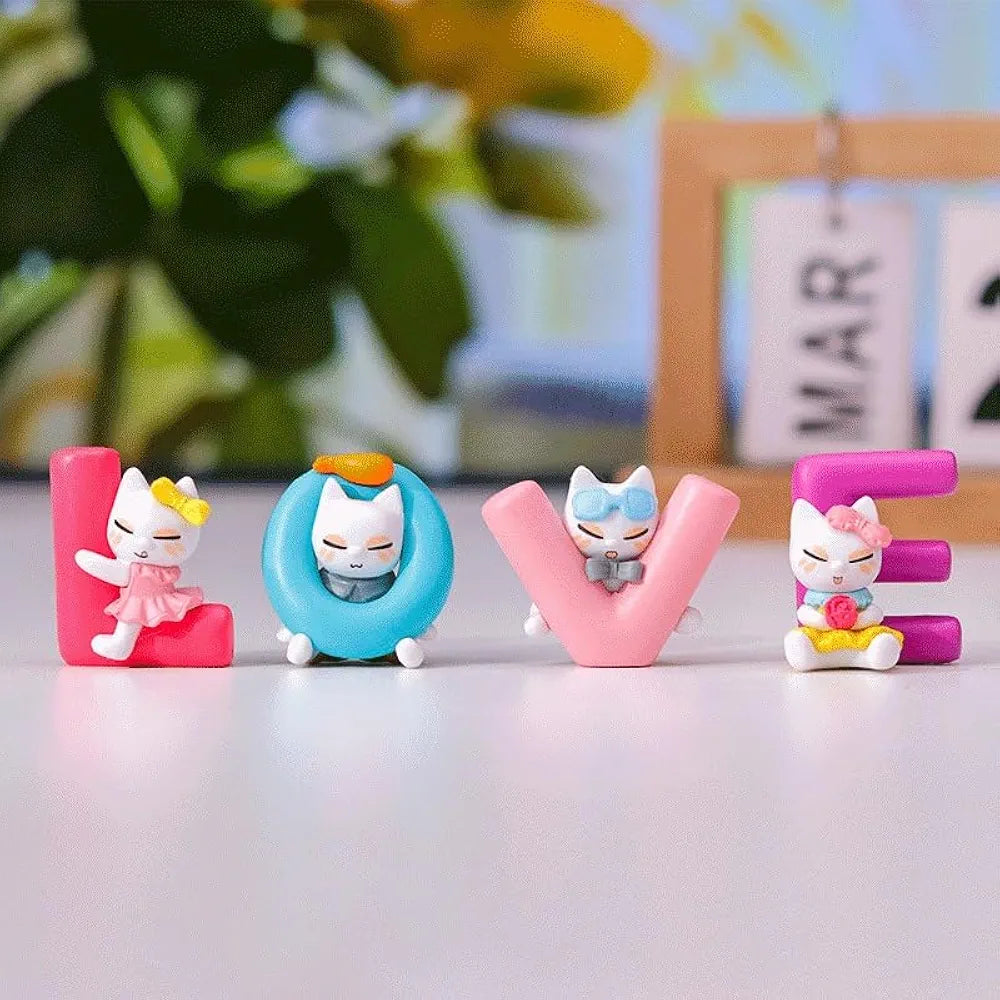 Satyam Kraft 1 Set Love Letter Miniature Cat Figurines