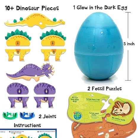 Imagimake Mapology Glow in The Dark Dinos & Egg 3D Dinosaur Puzzle for Kids Build
