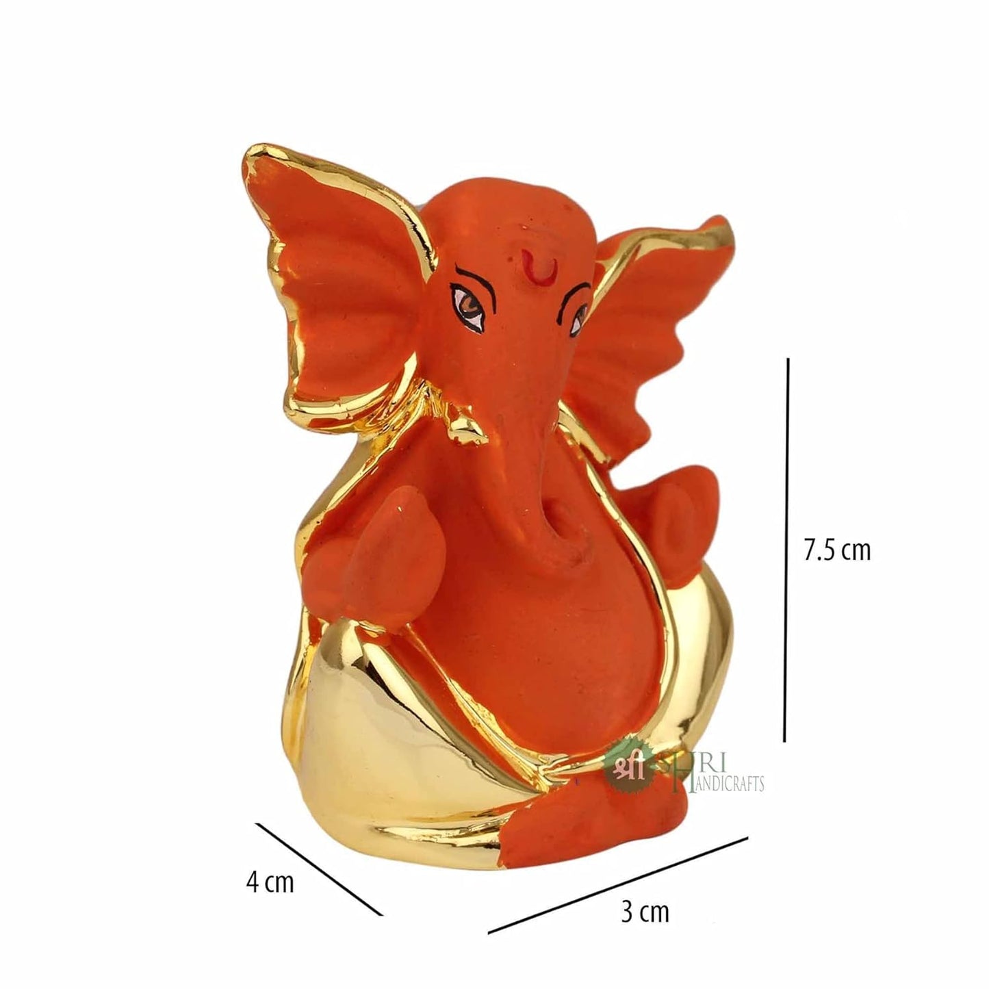 Indicast Resin God Ganpati Gold Plated Ganesha Idol for Car Dashoboard & Home and Office Decor