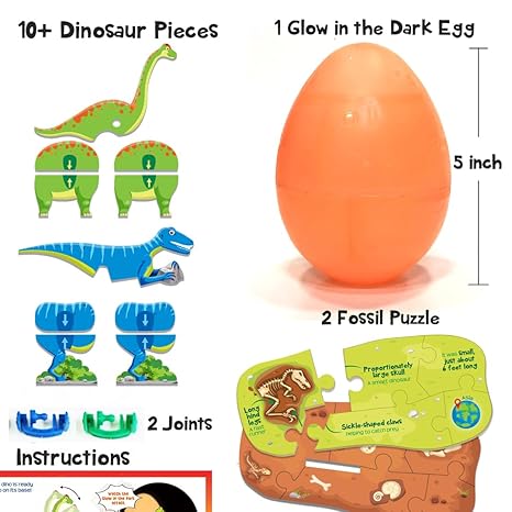 Imagimake Mapology Glow in The Dark Dinos & Egg 3D Dinosaur Puzzle for Kids
