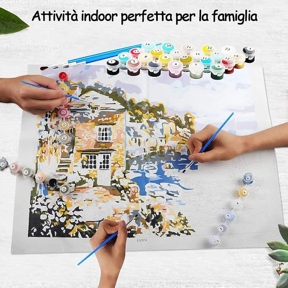 TULIP N TURTLE Cafe DIY Acrylic Paint by Number Kit for Adults Kids Beginner Number Painting kit DIY Canvas Painting by Number Wall Decoration DIY Painting kit for Adults