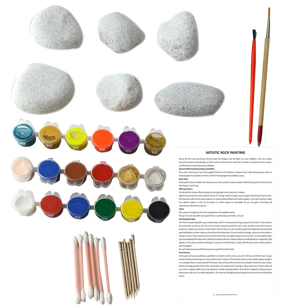 TOYKRAFTT Rock Painting Art N Craft, Stone Rock Painting Kit, Pebbles for Painting Kit for Kids, Gifts for Kids 7+ Years Old - Artistic Rock Painting, Multicolor