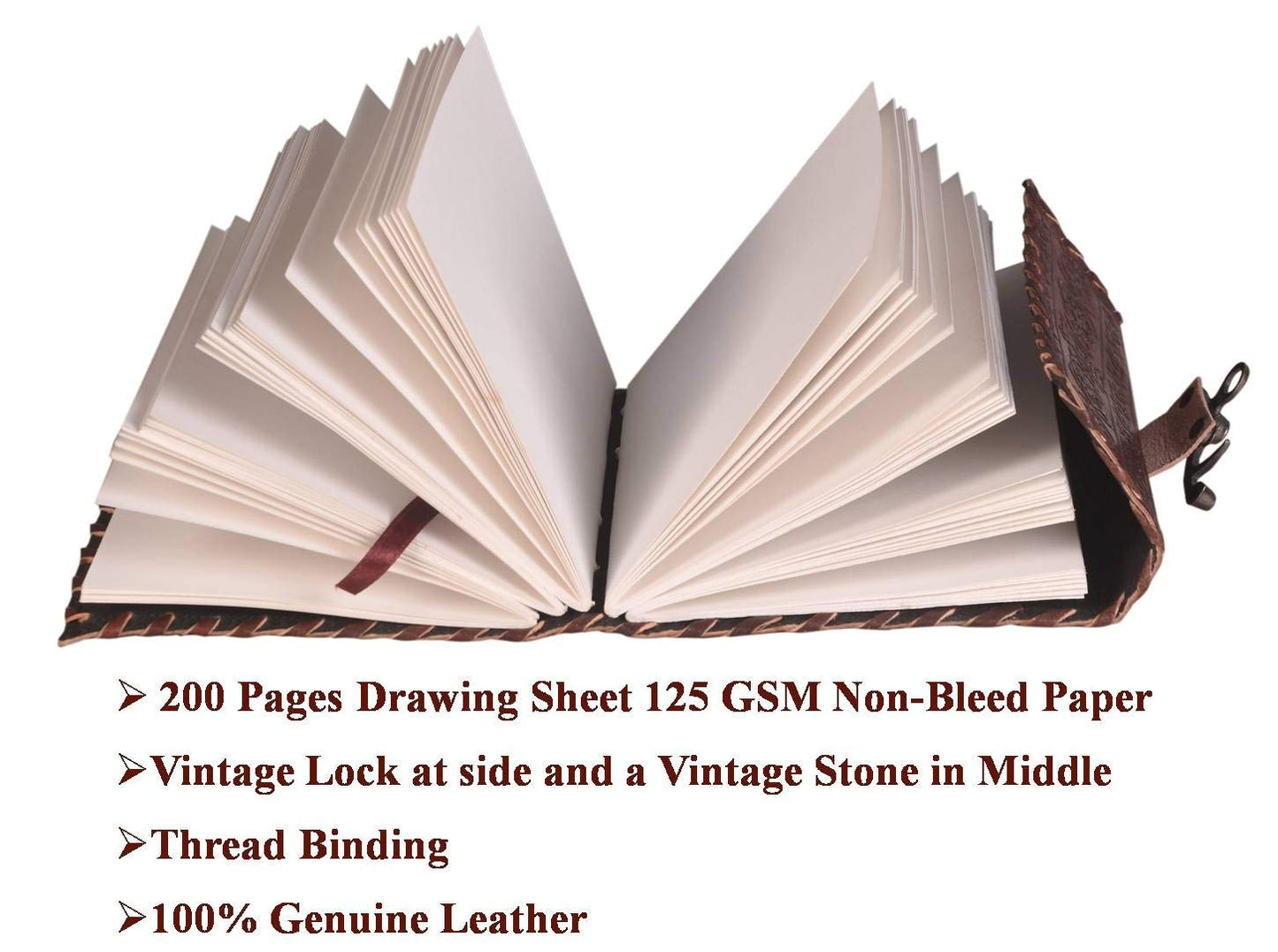 CraftShades – Leather Diary with Antique Green Stone Handmade Leather Bound Diary for Men and Women Unlined 5×7 inches Size 200 Pages Travel Diary with Antique Lock Best Choice of Gift for Raksha Bandhan Day (Green Stone)