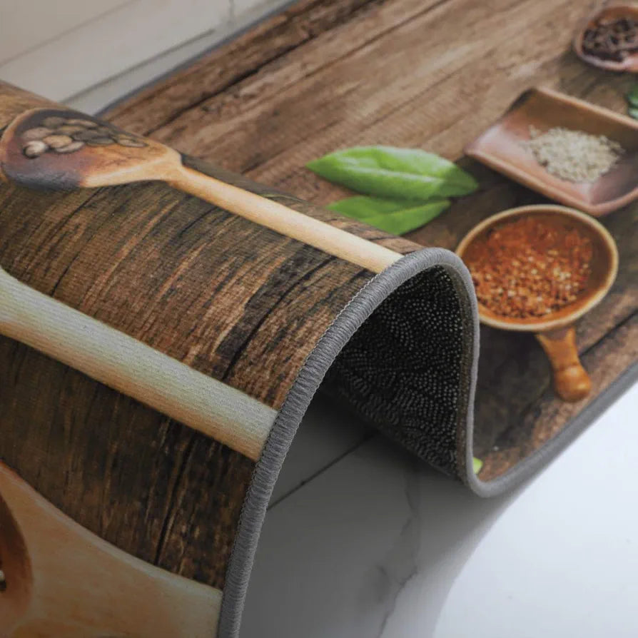 Ishro Home Kitchen Mats For Floor Anti Slip Waterproof Set Of 2 Pcs Colour The Wooden Spoons