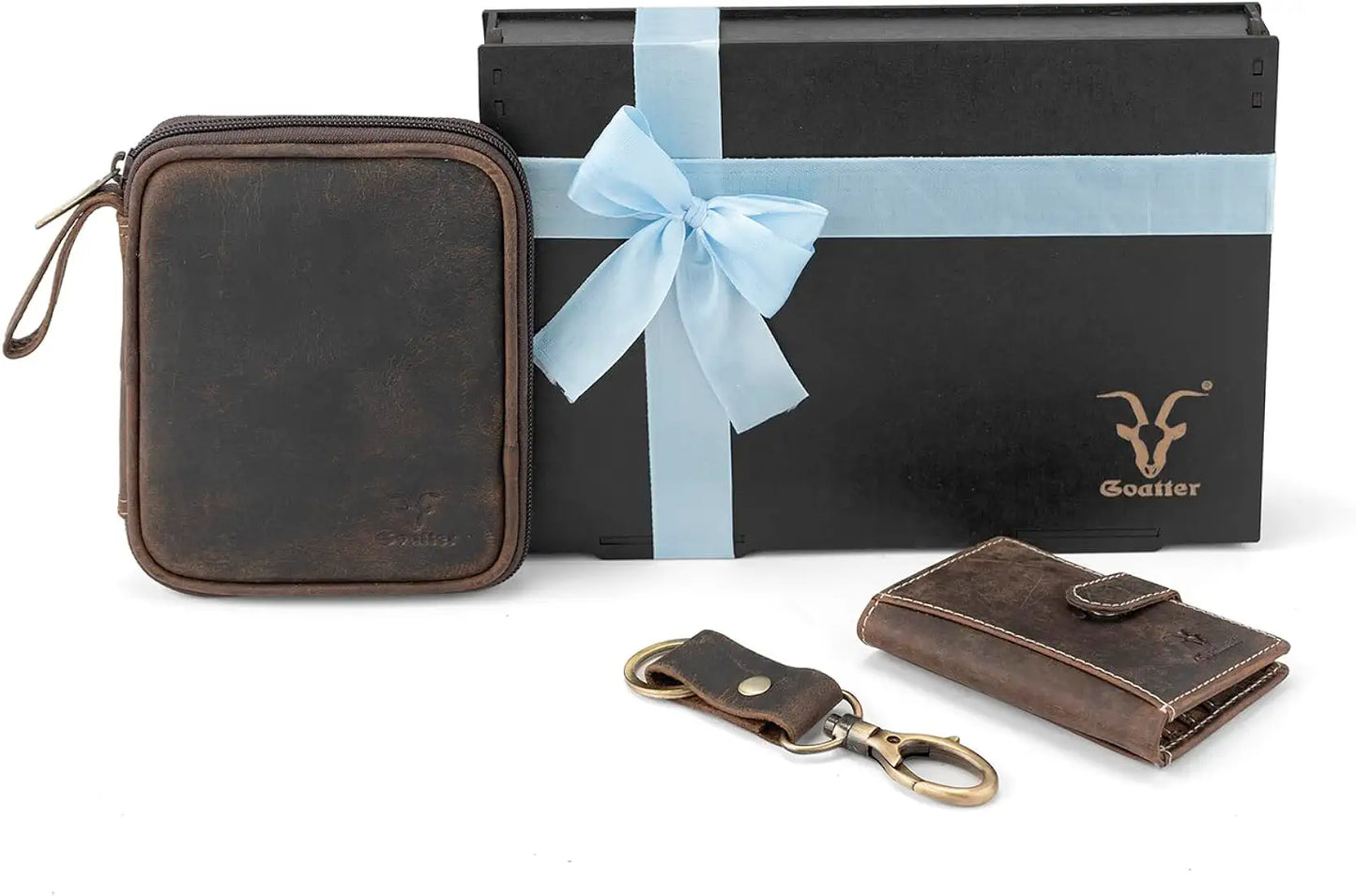 Goatter Genuine Leather Gift Hamper for Men, Leather Wallet & Organizer and Key Chain,