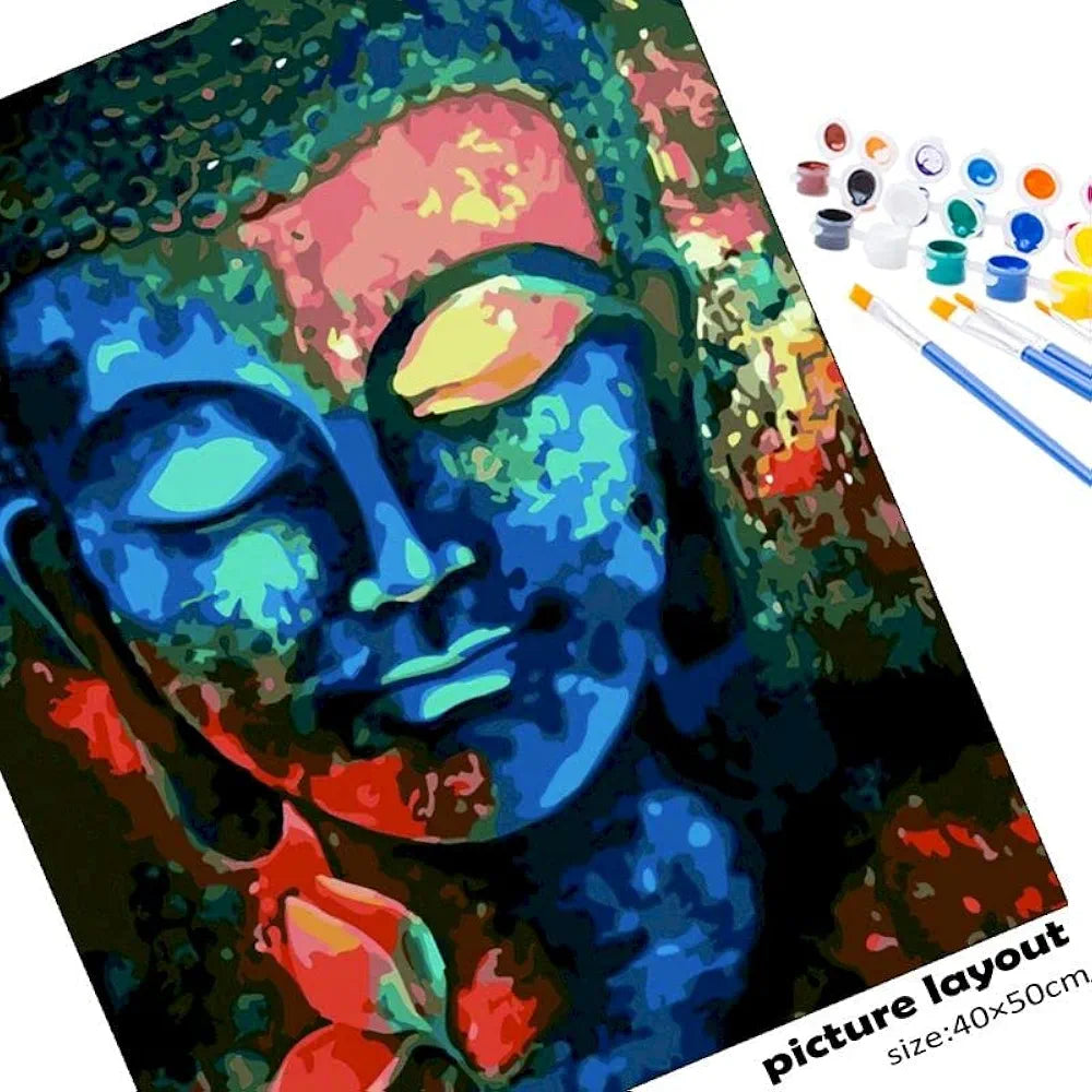 TULIP N TURTLE Buddha Diy Acrylic Paint By Number Kit For Adults Beginner Canvas Painting By Number Acrylic Painting. Wall Decoration Diy Painting Kit For Adults,Multi-Coloured