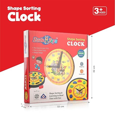 Zudo Toys Zudo Plastic Early Educational Teaching Clock Toy Colour Yellow