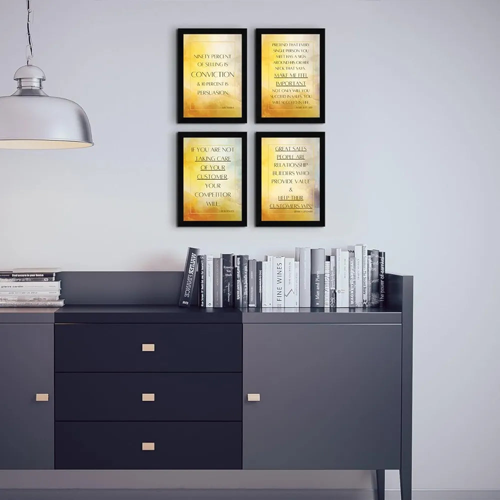 ArtX Paper Business Sales & Marketing Motivational Quotes B0D4VLF39N Wall Frames Set of 4