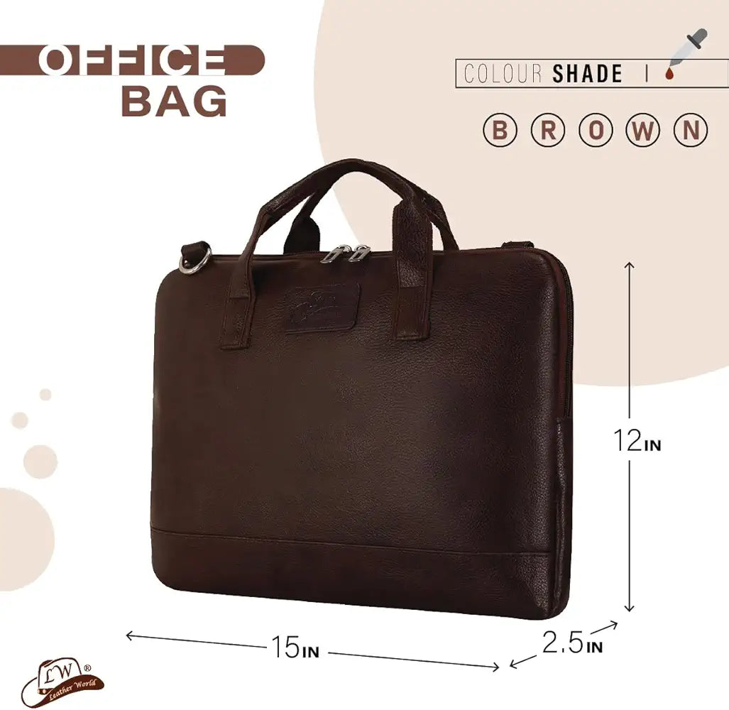 Leather World Unisex Adult Men's Laptop Bag 15.6 inch Side Shoulder Briefcase Satchel Messenger Business Bags for Men & Women - Brown