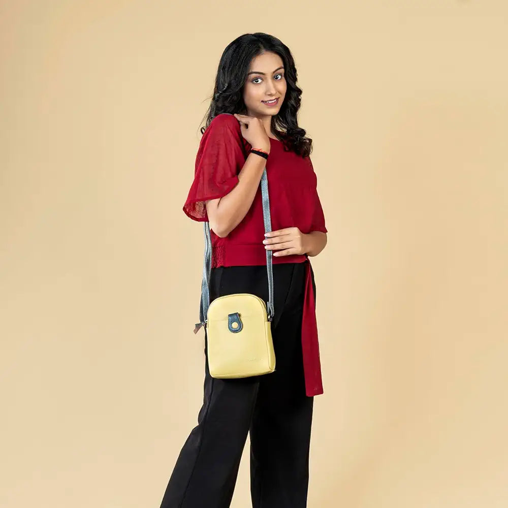 Goatter Genuine Leather Small Sling Cross-Body Bag For Girls And Women's
