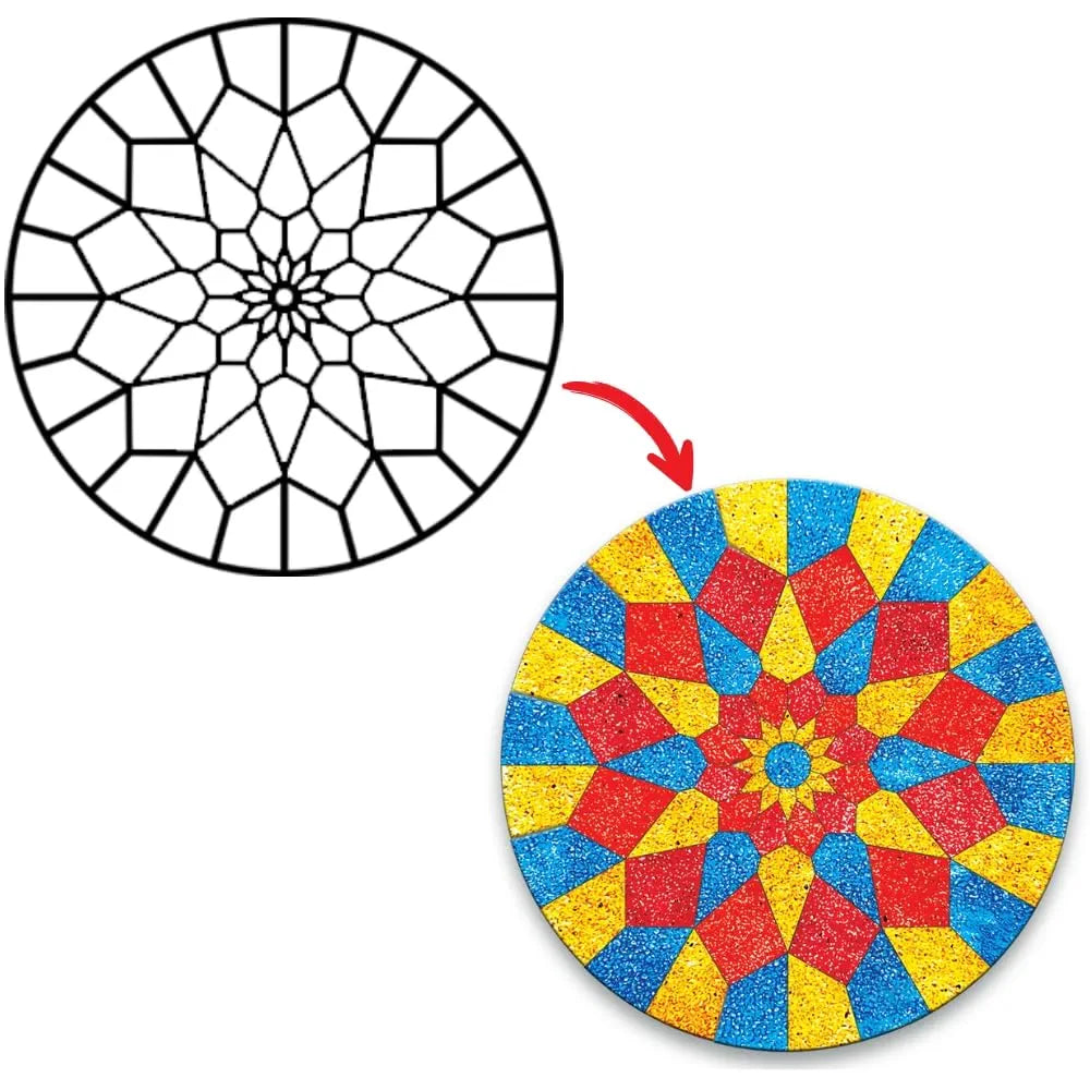Toykraftt : Sand Art Kit Rangoli Mandala, Sand Art Activity Kit For Kids, Art And Craft, Gift Item For 6 Year Olds - Multicolor