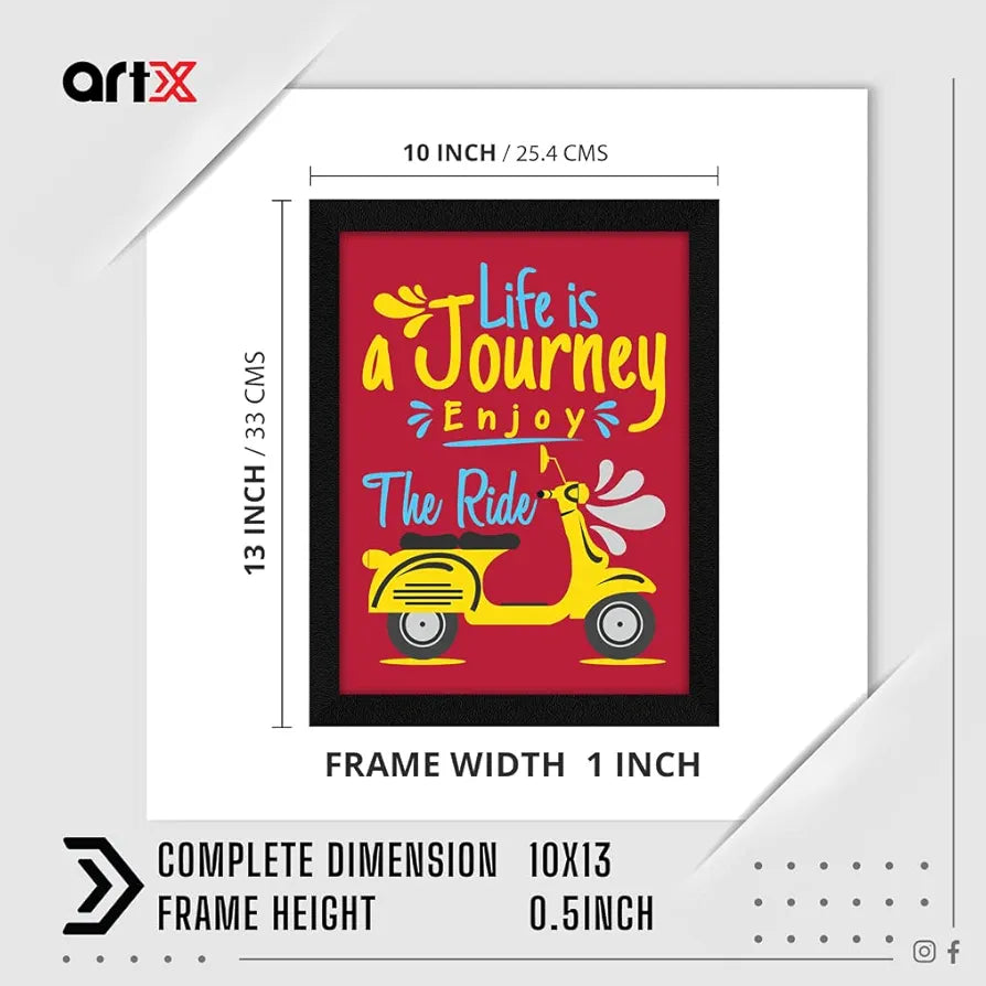 ArtX Paper Inspirational Quote Enjoy The Ride Wall Art Painting
