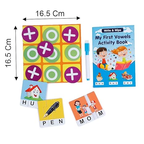 Webby Kids Paper Learn Words with Vowels Jigsaw Puzzle with Activity Book, 90 Pcs Multicolor