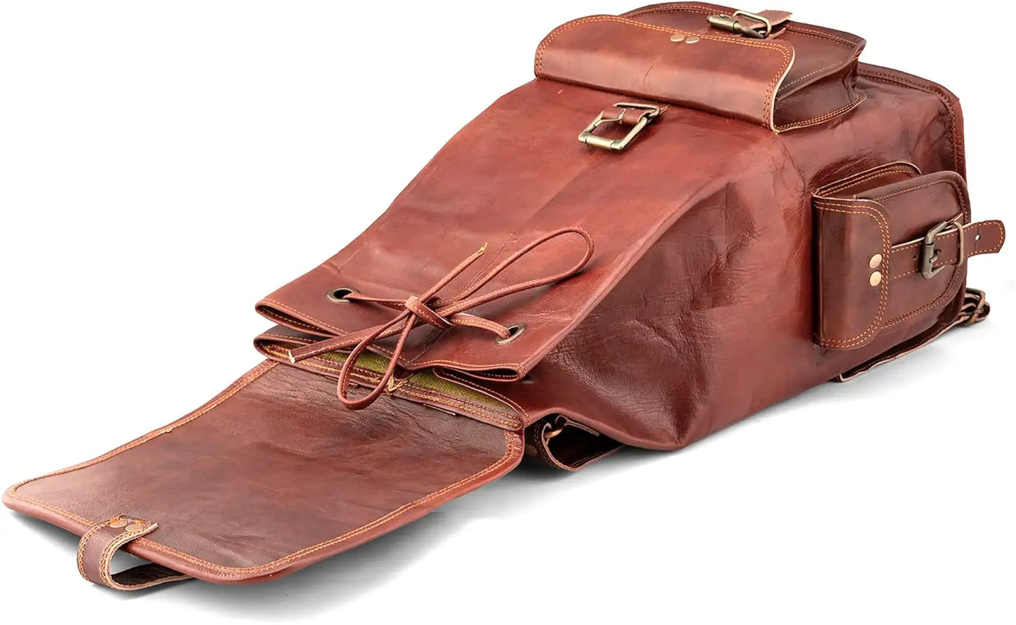 Goatter Genuine Leather Vintage Style 18" Inch Unisex Backpack for Travel Hiking Camping Rucksack,