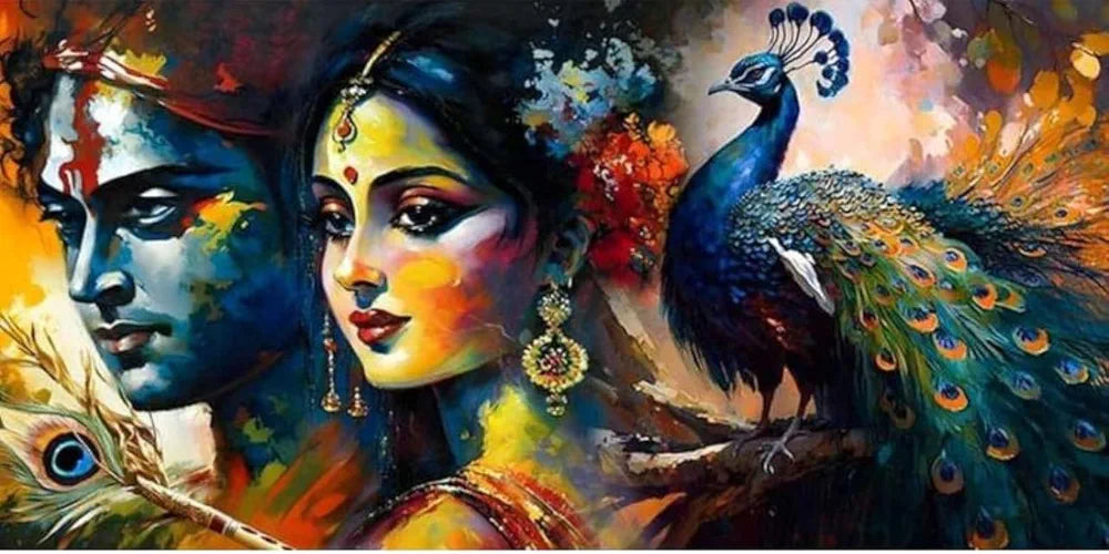 TULIP N TURTLE Krishna Radha Banner Diy Acrylic Paint By Number Kit For Kids Beginner Number Painting Kit Diy Canvas Painting By Number Wall Decoration Diy Painting Kit ,Multi-Coloured