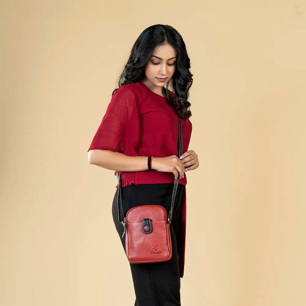 Goatter Genuine Leather Small Sling Cross-Body Bag For Girls And Women's