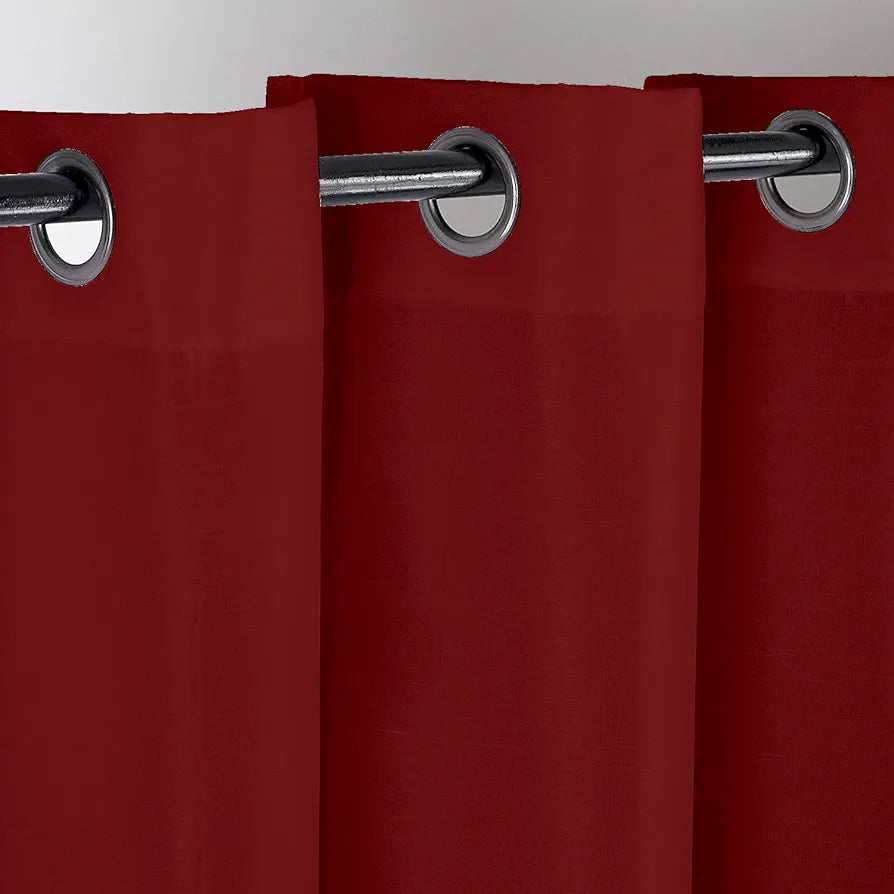 Divine Casa Semi Blackout Window Curtain 5 Feet Colour Cherry Red Super Satin Fabric Sunblock Light Filtering Panel with Metal Grommets (Pack of 1)