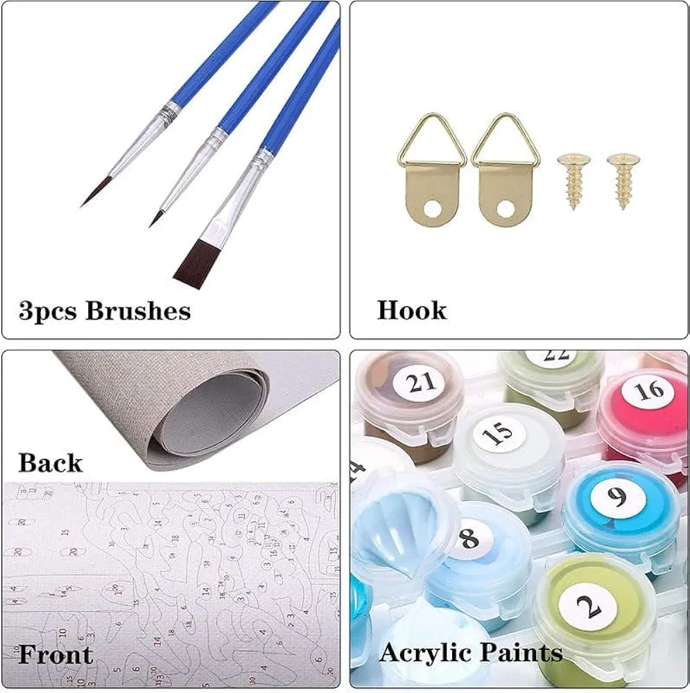 TULIP N TURTLE Cruise Diy Acrylic Paint By Number Kit For Adults Kids Beginner Number Painting Kit Diy Canvas Painting By Number. Wall Decoration Diy Painting Kit For Adults,Multi-Coloured