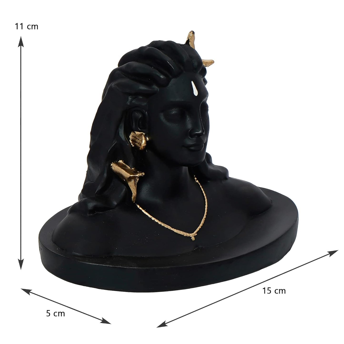 Ecraftindia Black Resin Handcrafted Adiyogi Shiva Statue for Car Dashboard | Lord Shiva Idol for Home