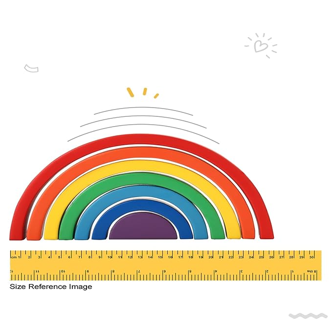 Firstcry Intelliskills Premium 7 Pcs Wooden Rainbow Blocks Stacker Game | Montessori Educational Round Stacking Toy for Kids