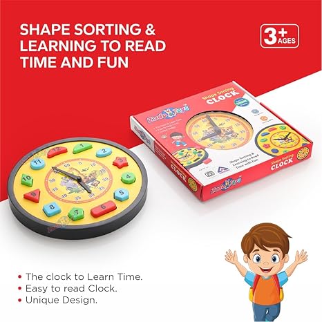 Zudo Toys Zudo Plastic Early Educational Teaching Clock Toy Colour Yellow