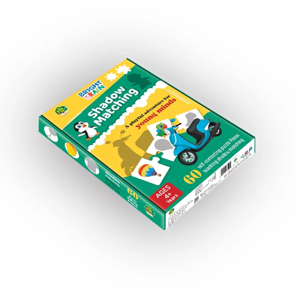 The Book Tree Bright Brain Shadow Matching 60 Piece Jigsaw Puzzle for Preschoolers, Educational Toy for Learning Matching Pictures, Gifts for Kids Ages 3 to 6 by Majestic Book Club