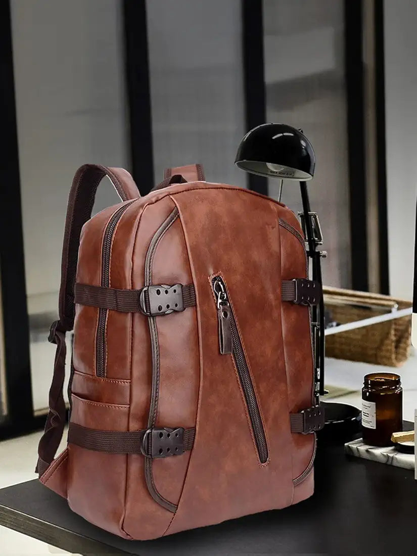Fur Jaden Brown Backpack Bag for Men of Artificial Leather with Laptop Pocket