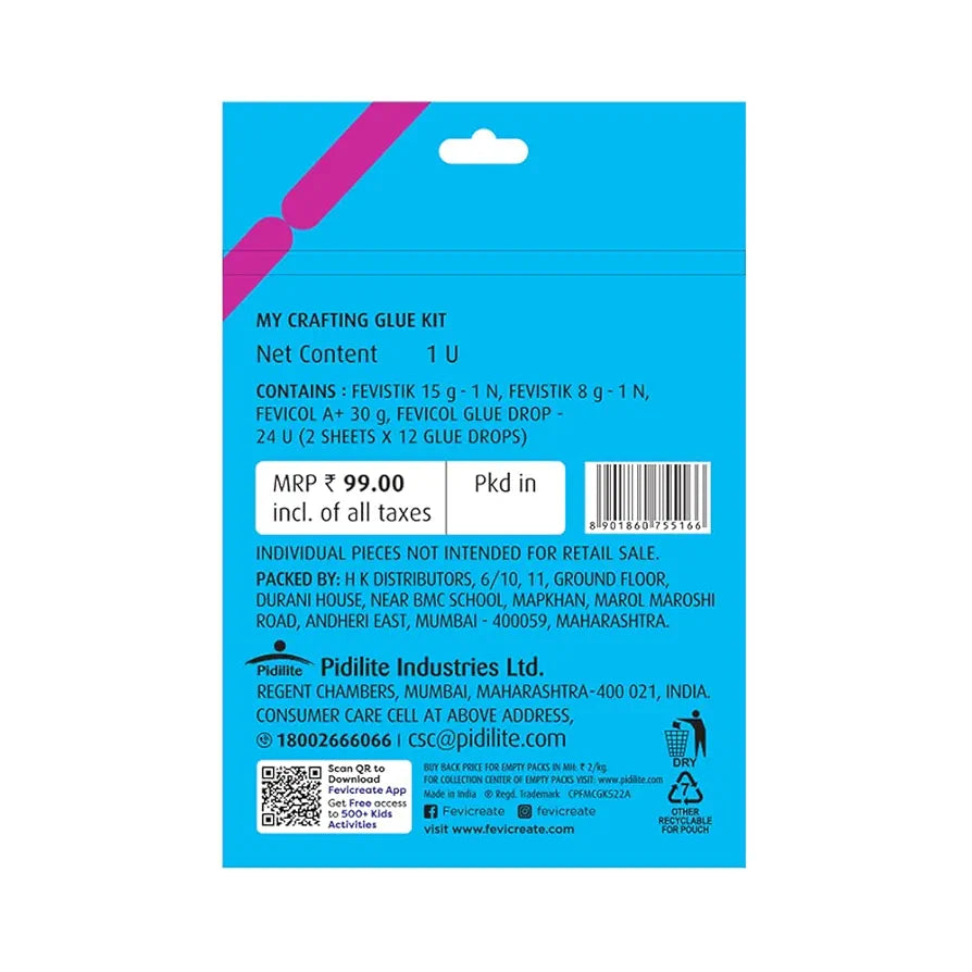 Fevicreate My Crafting Glue Kit for kids age 5 years + for School Projects & Art & Craft needs| Contains Fevicol A+, 2 Fevistiks & Fevicol Glue Drops , Perfect Return Gift for Boys & Girls