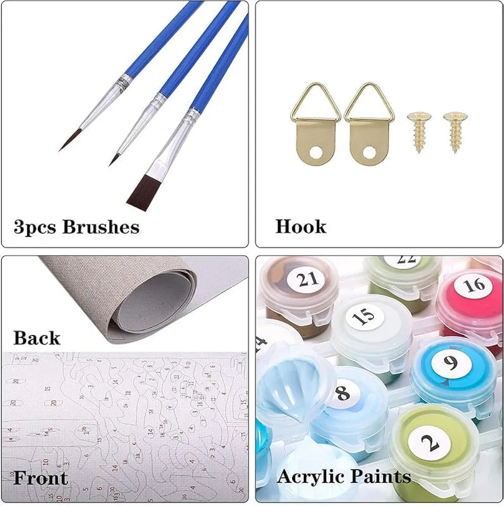 TULIP N TURTLE "Picture Perfect DIY Acrylic Paint by Number Kit for Adults Beginner Canvas Painting by Number Acrylic Painting. Wall Decoration DIY Painting Kit for Adults