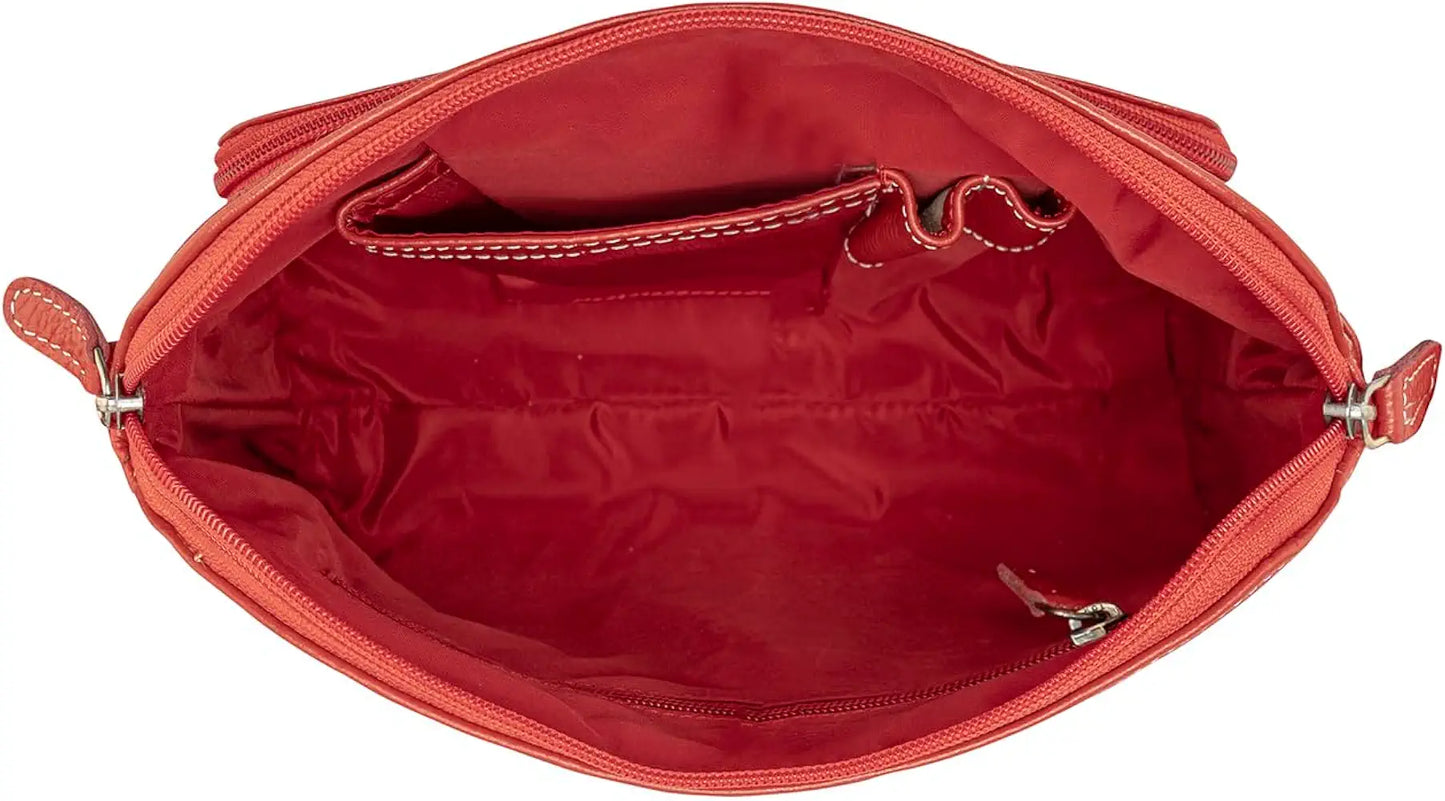Goatter Genuine Soft Leather Multi Pocket 10" Inch Sling Cross-BodyBag for Girls And Women,