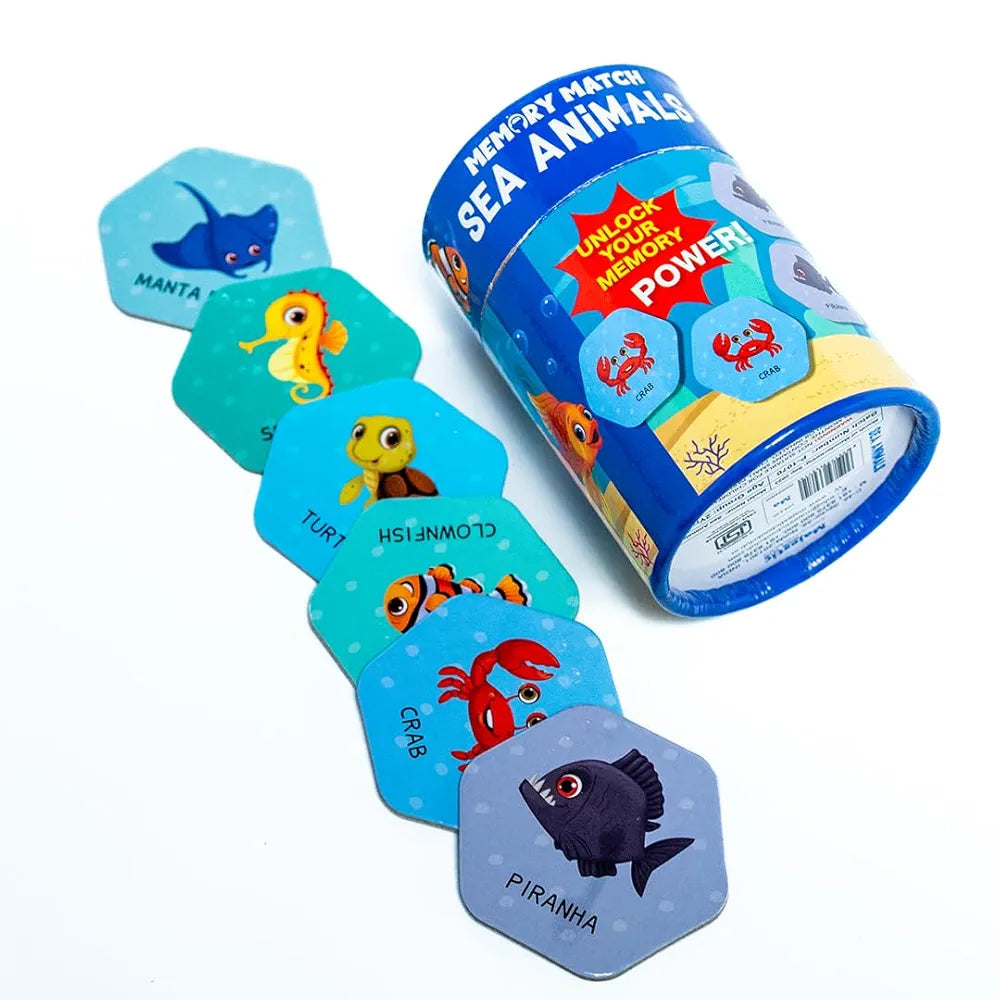 THE BOOK TREE Memory Match Game: Sea Animals – 24 Durable Cards, 12 Ocean-Themed Pairs, Brain-Boosting Educational Game for Kids, Toddlers, and Families