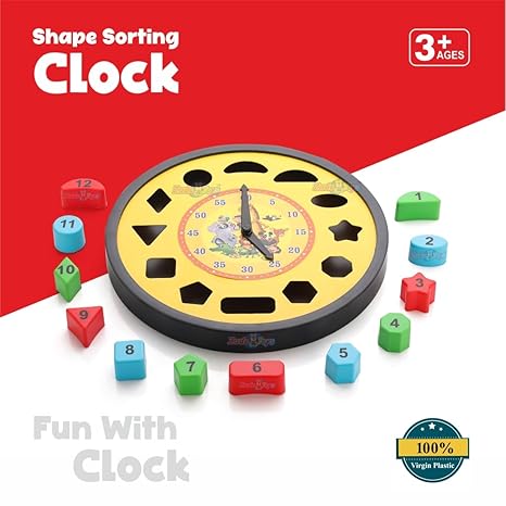 Zudo Toys Zudo Plastic Early Educational Teaching Clock Toy Colour Yellow
