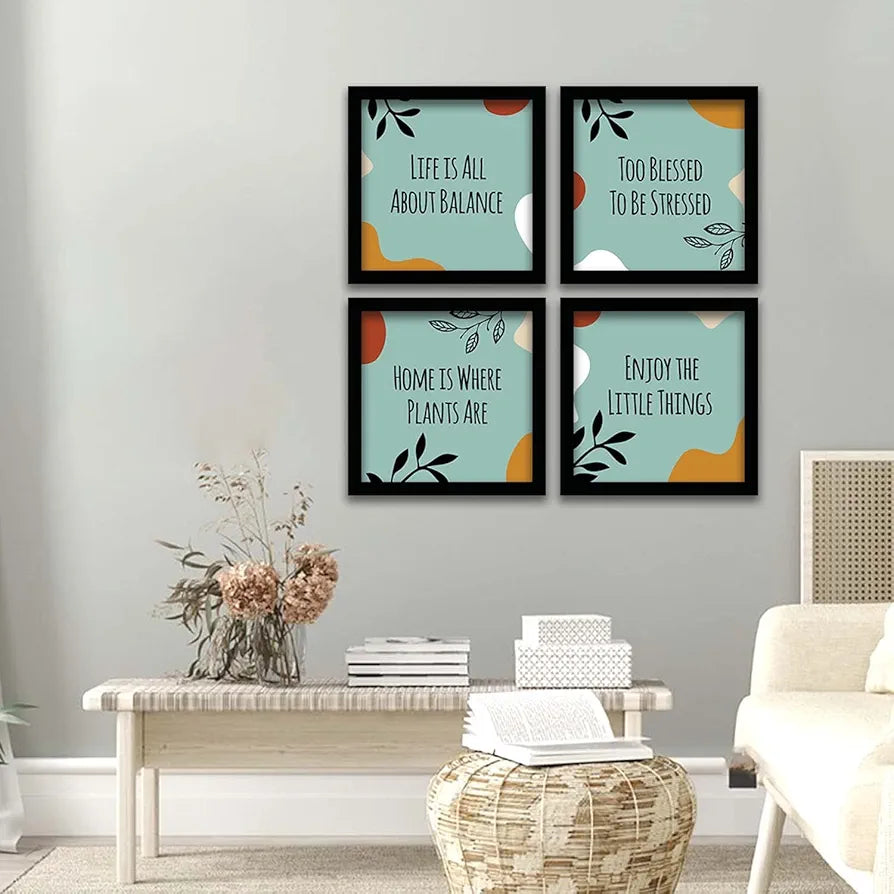 Kotart Engineered Wood Life Is All About Balance Motivational Quotes Frames Set Of 4